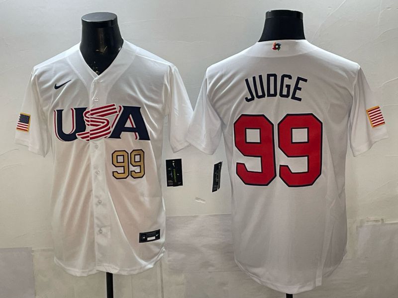 Men 2026 World Cub USA #99 Judge white Nike MLB Jersey style 07